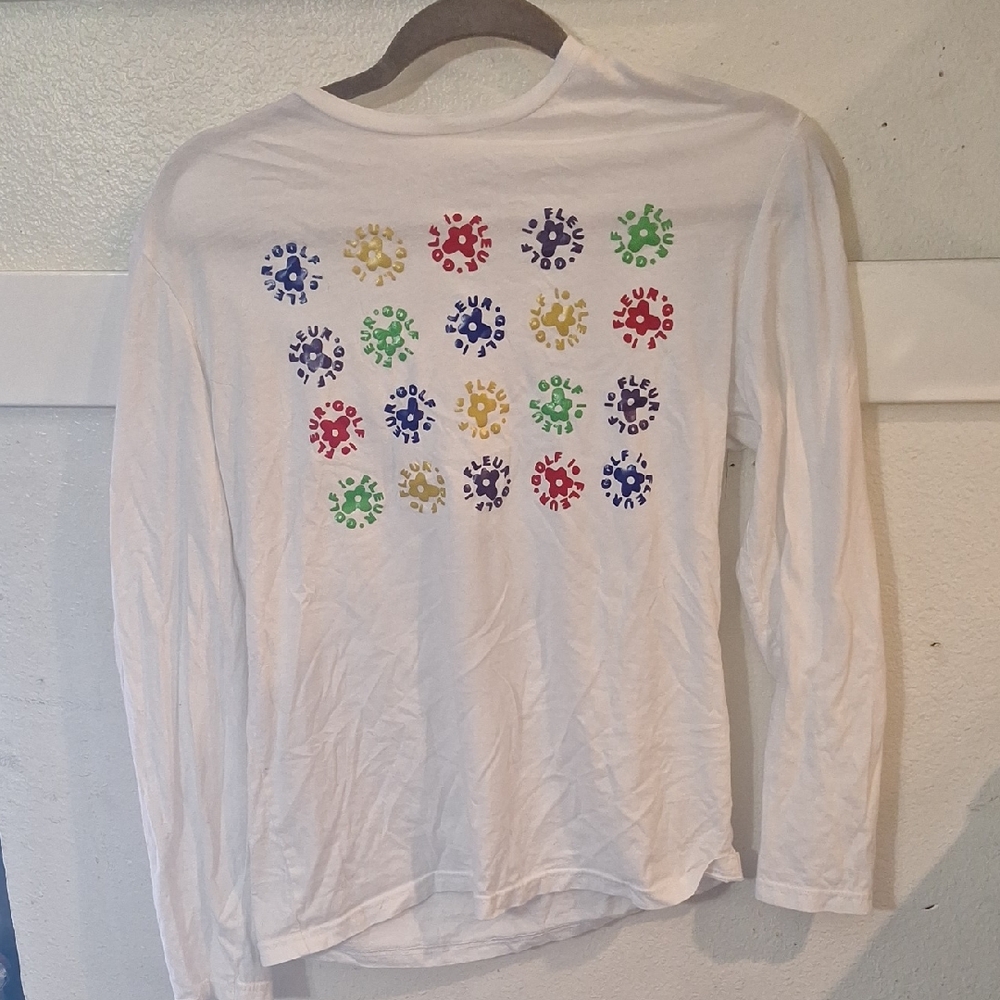 Golf Le Fleur White Long Sleeve Tee with Colorful Print